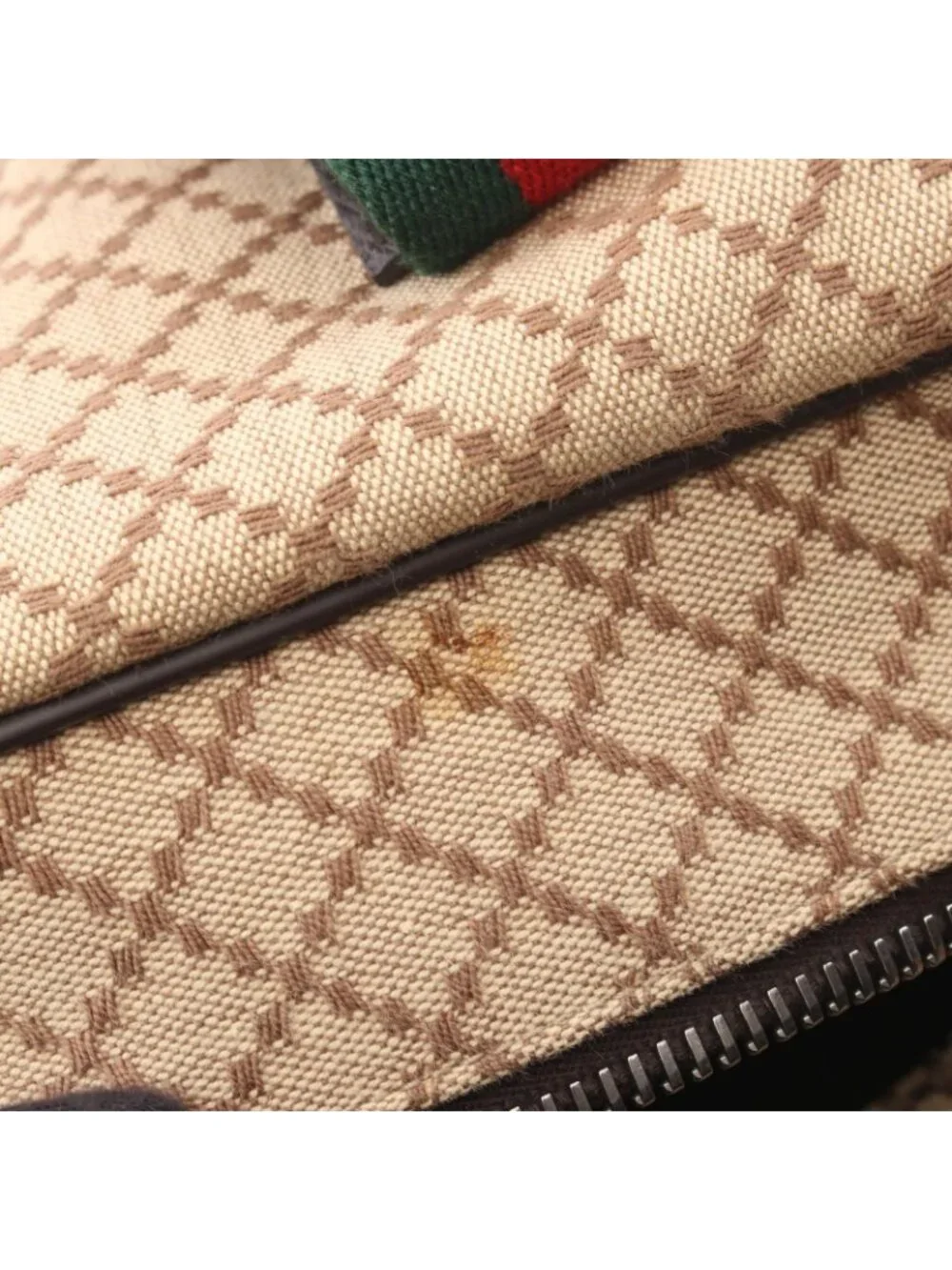 Gucci Boston Bag Sherry Line Beige Brown Canvas Leather Diamante